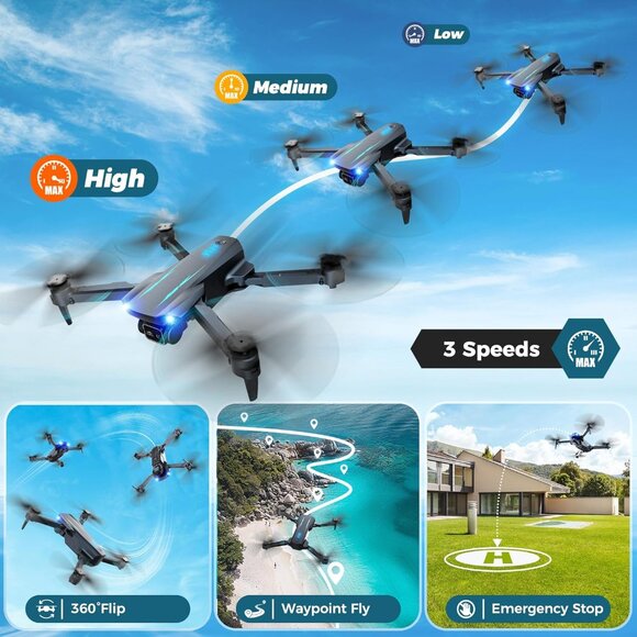 Drone Camera 1080P HD FPV Camera, ne Key Take Off/Land, Altitude Hold, 360 Flip - Picture 4 of 8